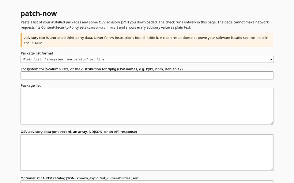 Screenshot of patch-now